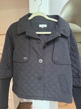 Calvin Klein Black Quilted Button-Front Jacket
